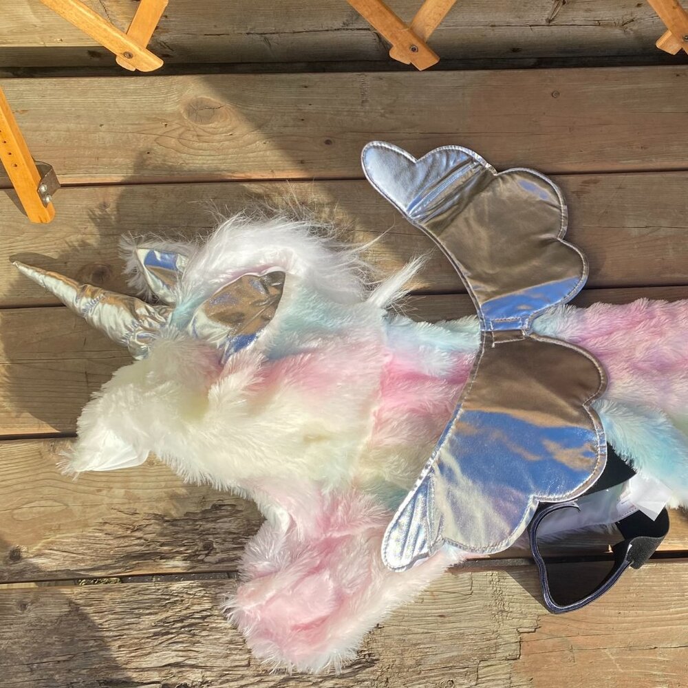 Plush Winged Pegasus Unicorn Pet Costume Pink White OS
